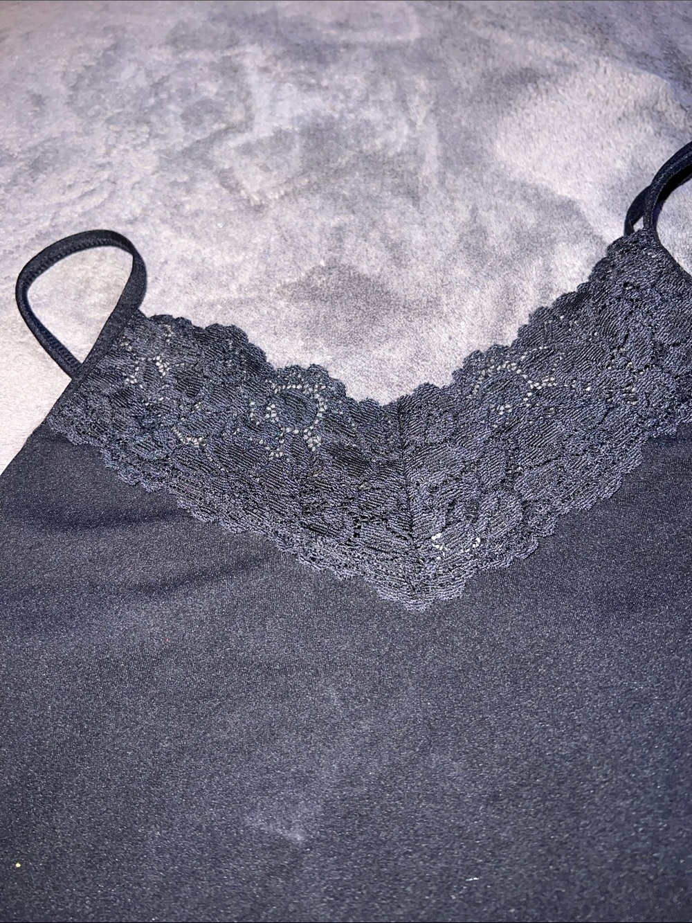 Saks Fifth Avenue Black Lace Trim Camisole Chemise - Picture 3 of 4